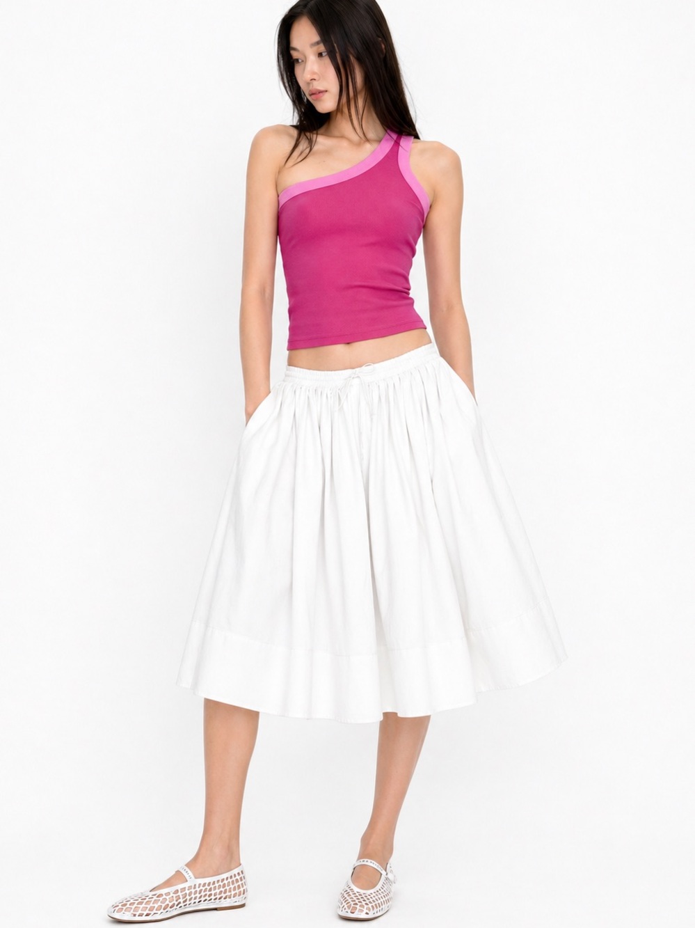 Rarely Alike White A Line Skirt High Waist Minimalist Summer S